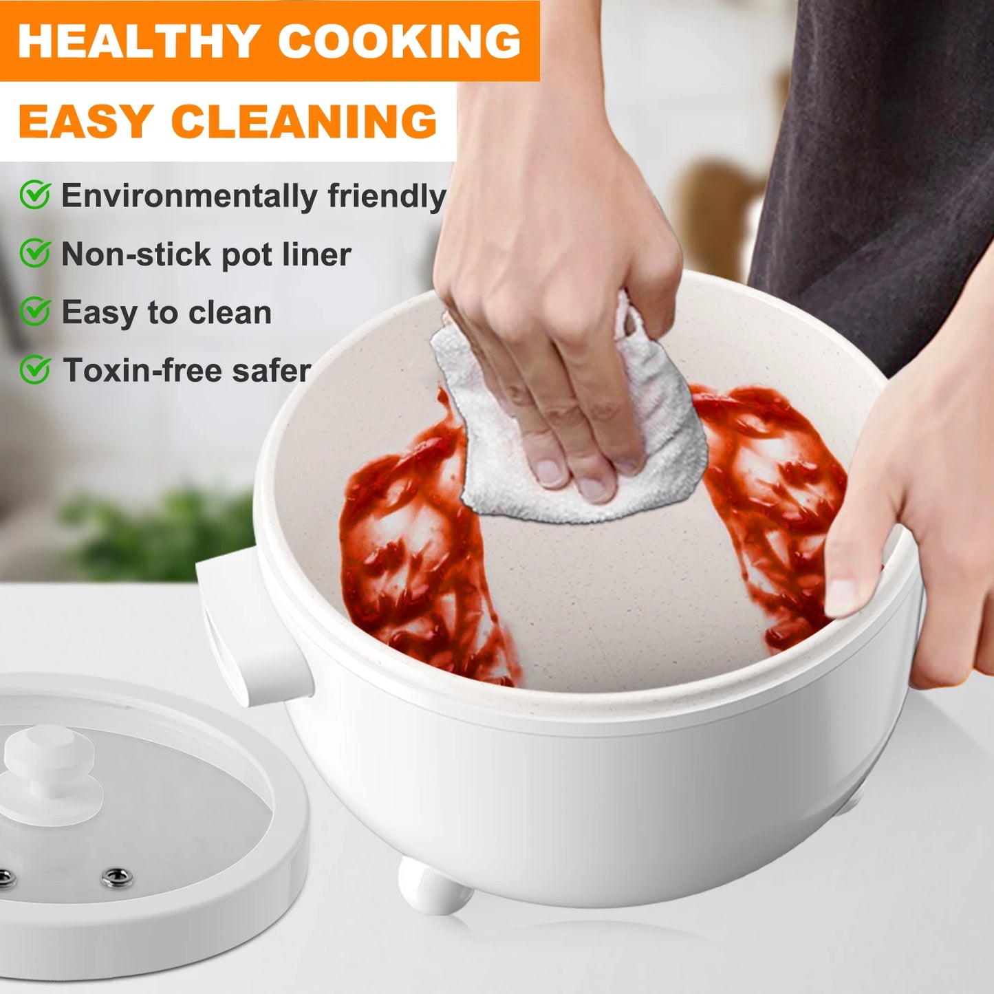 Hot Pot Electric, Cooker for Dorm, for Cooking with Veggie Egg Steamer,