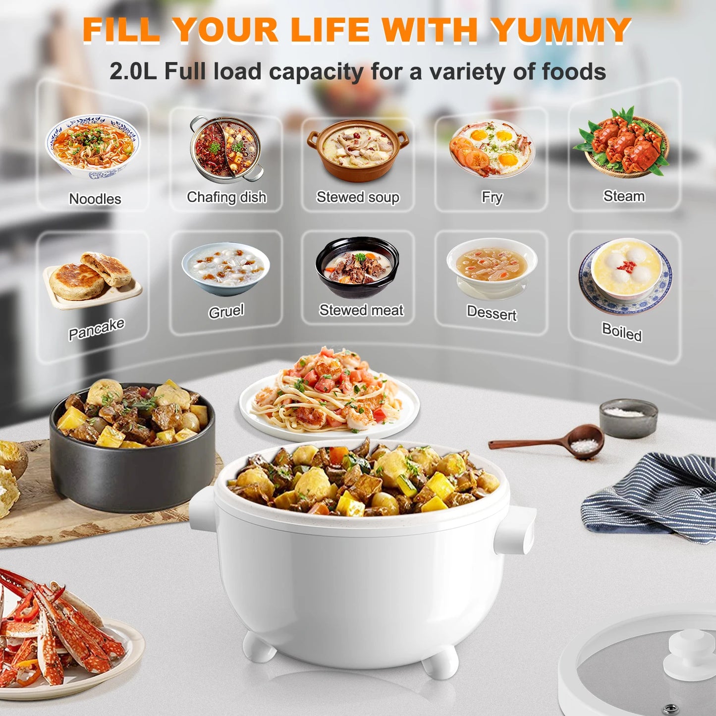 Hot Pot Electric, Cooker for Dorm, for Cooking with Veggie Egg Steamer,