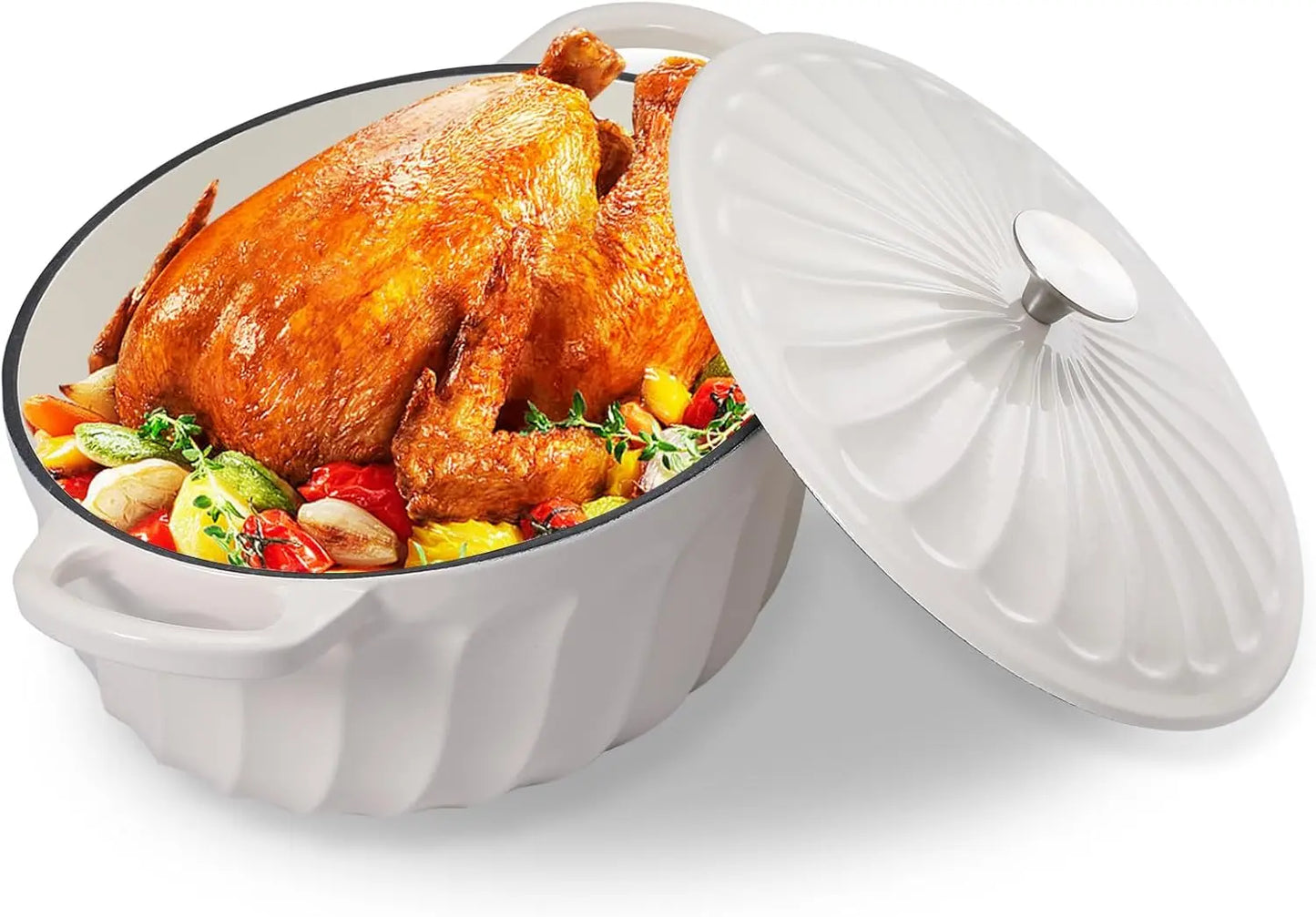 Dutch Oven Pot with Lid,Cast Iron Dual Handles for Cooking, Bread Baking, Frying, Non-stick