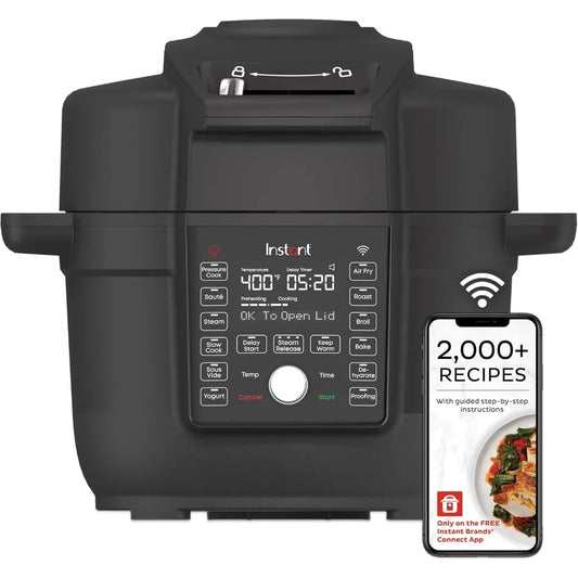 Pot 6.5 Quart Duo Crisp Ultimate Lid with WIFI, 13-in-1 Air Fryer and Pressure Cooker Combo, Sauté, Slow Cook, Bake